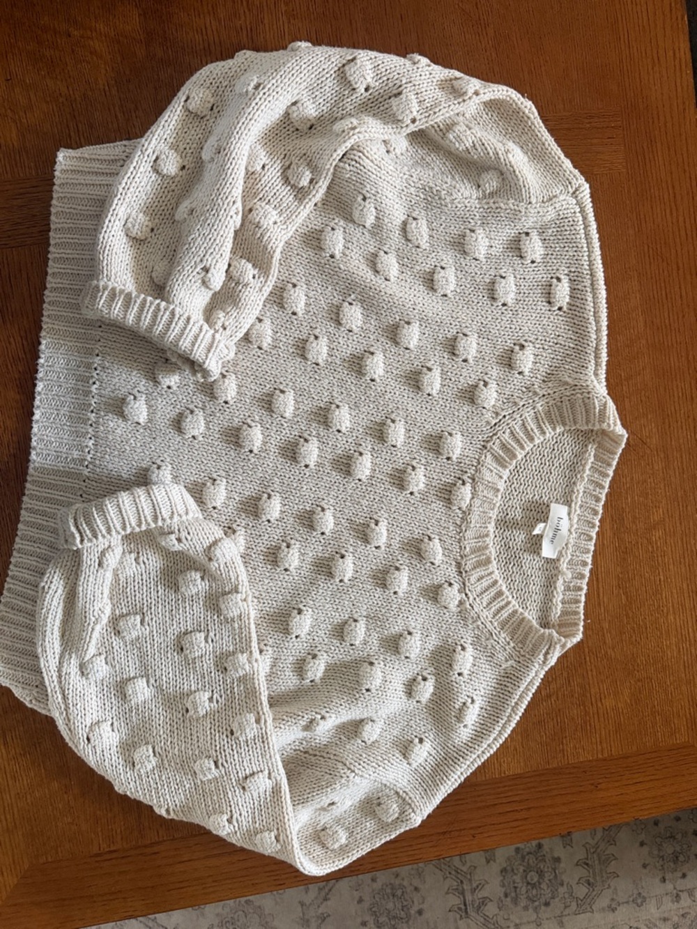 Boheme Cream Bobble Knit Crewneck Sweater